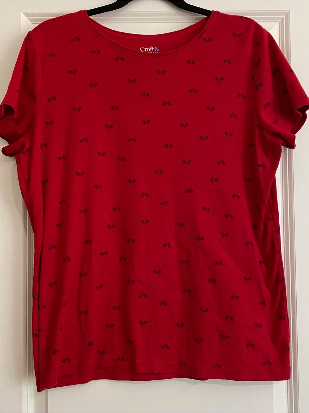 croft & barrow Red Tee with Small Black Bike Motif